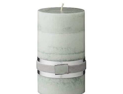 Green Layered Pillar Candle 12cm x 7cm